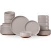 image:imageEfar 18Piece Ceramic Dinnerware Sets Plates and Bowls Sets for 6 Stoneware Dishware Dishes Set with Terracotta Base Chip amp Scratch Resistant Microwave amp Dishwasher Safe Speckled KhakiWarm Taupe