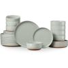 image:imageEfar 18Piece Ceramic Dinnerware Sets Plates and Bowls Sets for 6 Stoneware Dishware Dishes Set with Terracotta Base Chip amp Scratch Resistant Microwave amp Dishwasher Safe Speckled KhakiSage Green
