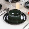 image:imageEfar 18Piece Ceramic Dinnerware Sets Plates and Bowls Sets for 6 Stoneware Dishware Dishes Set with Terracotta Base Chip amp Scratch Resistant Microwave amp Dishwasher Safe Speckled KhakiBlackish Green