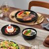 image:imageEfar 18Piece Ceramic Dinnerware Sets Plates and Bowls Sets for 6 Stoneware Dishware Dishes Set with Terracotta Base Chip amp Scratch Resistant Microwave amp Dishwasher Safe Speckled KhakiMatte Black