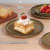 image:imageEfar 18Piece Ceramic Dinnerware Sets Plates and Bowls Sets for 6 Stoneware Dishware Dishes Set with Terracotta Base Chip amp Scratch Resistant Microwave amp Dishwasher Safe Speckled KhakiDesert Camel