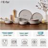 image:imageEfar 18Piece Ceramic Dinnerware Sets Plates and Bowls Sets for 6 Stoneware Dishware Dishes Set with Terracotta Base Chip amp Scratch Resistant Microwave amp Dishwasher Safe Speckled KhakiWarm Taupe