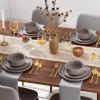 image:imageEfar 18Piece Ceramic Dinnerware Sets Plates and Bowls Sets for 6 Stoneware Dishware Dishes Set with Terracotta Base Chip amp Scratch Resistant Microwave amp Dishwasher Safe Speckled KhakiWarm Taupe