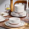 image:imageEfar 18Piece Ceramic Dinnerware Sets Plates and Bowls Sets for 6 Stoneware Dishware Dishes Set with Terracotta Base Chip amp Scratch Resistant Microwave amp Dishwasher Safe Speckled KhakiWhisper White
