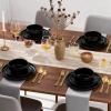 image:imageEfar 18Piece Ceramic Dinnerware Sets Plates and Bowls Sets for 6 Stoneware Dishware Dishes Set with Terracotta Base Chip amp Scratch Resistant Microwave amp Dishwasher Safe Speckled KhakiMatte Black