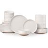 image:imageEfar 18Piece Ceramic Dinnerware Sets Plates and Bowls Sets for 6 Stoneware Dishware Dishes Set with Terracotta Base Chip amp Scratch Resistant Microwave amp Dishwasher Safe Speckled KhakiWhisper White
