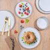 image:imageEfar 18Piece Ceramic Dinnerware Sets Plates and Bowls Sets for 6 Stoneware Dishware Dishes Set with Terracotta Base Chip amp Scratch Resistant Microwave amp Dishwasher Safe Speckled KhakiGlacier White