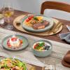 image:imageEfar 18Piece Ceramic Dinnerware Sets Plates and Bowls Sets for 6 Stoneware Dishware Dishes Set with Terracotta Base Chip amp Scratch Resistant Microwave amp Dishwasher Safe Speckled KhakiSage Green