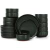 image:imageEfar 18Piece Ceramic Dinnerware Sets Plates and Bowls Sets for 6 Stoneware Dishware Dishes Set with Terracotta Base Chip amp Scratch Resistant Microwave amp Dishwasher Safe Speckled KhakiBlackish Green