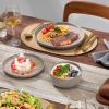 image:imageEfar 18Piece Ceramic Dinnerware Sets Plates and Bowls Sets for 6 Stoneware Dishware Dishes Set with Terracotta Base Chip amp Scratch Resistant Microwave amp Dishwasher Safe Speckled KhakiWarm Taupe