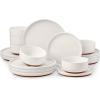 image:imageEfar 18Piece Ceramic Dinnerware Sets Plates and Bowls Sets for 6 Stoneware Dishware Dishes Set with Terracotta Base Chip amp Scratch Resistant Microwave amp Dishwasher Safe Speckled KhakiWhisper White