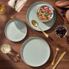 image:imageEfar 18Piece Ceramic Dinnerware Sets Plates and Bowls Sets for 6 Stoneware Dishware Dishes Set with Terracotta Base Chip amp Scratch Resistant Microwave amp Dishwasher Safe Speckled KhakiSage Green