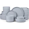 image:imageEfar 8Piece Plates and Bowls Sets  Stoneware Dinnerware Sets with Pasta Bowls for 2  Microwave amp Dishwasher Safe Kitchen Modern Dish Set Speckled GreenHaze Gray