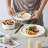 image:imageEfar 8Piece Plates and Bowls Sets  Stoneware Dinnerware Sets with Pasta Bowls for 2  Microwave amp Dishwasher Safe Kitchen Modern Dish Set Speckled GreenStone White