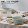image:imageEfar 8Piece Plates and Bowls Sets  Stoneware Dinnerware Sets with Pasta Bowls for 2  Microwave amp Dishwasher Safe Kitchen Modern Dish Set Speckled GreenMist Green