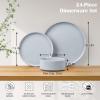 image:imageEfar 8Piece Plates and Bowls Sets  Stoneware Dinnerware Sets with Pasta Bowls for 2  Microwave amp Dishwasher Safe Kitchen Modern Dish Set Speckled GreenHaze Gray