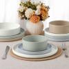 image:imageEfar 8Piece Plates and Bowls Sets  Stoneware Dinnerware Sets with Pasta Bowls for 2  Microwave amp Dishwasher Safe Kitchen Modern Dish Set Speckled GreenMulticolor