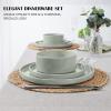 image:imageEfar 8Piece Plates and Bowls Sets  Stoneware Dinnerware Sets with Pasta Bowls for 2  Microwave amp Dishwasher Safe Kitchen Modern Dish Set Speckled GreenMist Green