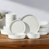 image:imageEfar 8Piece Plates and Bowls Sets  Stoneware Dinnerware Sets with Pasta Bowls for 2  Microwave amp Dishwasher Safe Kitchen Modern Dish Set Speckled GreenStone White