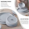 image:imageEfar 8Piece Plates and Bowls Sets  Stoneware Dinnerware Sets with Pasta Bowls for 2  Microwave amp Dishwasher Safe Kitchen Modern Dish Set Speckled GreenHaze Gray
