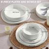 image:imageEfar 8Piece Plates and Bowls Sets  Stoneware Dinnerware Sets with Pasta Bowls for 2  Microwave amp Dishwasher Safe Kitchen Modern Dish Set Speckled GreenStone White