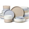 image:imageEfar 8Piece Plates and Bowls Sets  Stoneware Dinnerware Sets with Pasta Bowls for 2  Microwave amp Dishwasher Safe Kitchen Modern Dish Set Speckled GreenMulticolor