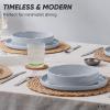 image:imageEfar 8Piece Plates and Bowls Sets  Stoneware Dinnerware Sets with Pasta Bowls for 2  Microwave amp Dishwasher Safe Kitchen Modern Dish Set Speckled GreenHaze Gray
