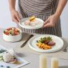 image:imageEfar 8Piece Plates and Bowls Sets  Stoneware Dinnerware Sets with Pasta Bowls for 2  Microwave amp Dishwasher Safe Kitchen Modern Dish Set Speckled GreenStone White