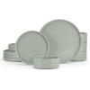 image:imageEfar 8Piece Plates and Bowls Sets  Stoneware Dinnerware Sets with Pasta Bowls for 2  Microwave amp Dishwasher Safe Kitchen Modern Dish Set Speckled GreenMist Green