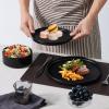 image:imageEfar 8Piece Plates and Bowls Sets  Stoneware Dinnerware Sets with Pasta Bowls for 2  Microwave amp Dishwasher Safe Kitchen Modern Dish Set Speckled GreenMatte Black