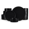 image:imageEfar 8Piece Plates and Bowls Sets  Stoneware Dinnerware Sets with Pasta Bowls for 2  Microwave amp Dishwasher Safe Kitchen Modern Dish Set Speckled GreenMatte Black