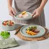 image:imageEfar 8Piece Plates and Bowls Sets  Stoneware Dinnerware Sets with Pasta Bowls for 2  Microwave amp Dishwasher Safe Kitchen Modern Dish Set Speckled GreenMist Green