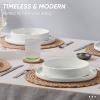 image:imageEfar 8Piece Plates and Bowls Sets  Stoneware Dinnerware Sets with Pasta Bowls for 2  Microwave amp Dishwasher Safe Kitchen Modern Dish Set Speckled GreenStone White