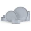 image:imageEfar 8Piece Plates and Bowls Sets  Stoneware Dinnerware Sets with Pasta Bowls for 2  Microwave amp Dishwasher Safe Kitchen Modern Dish Set Speckled GreenHaze Gray