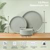 image:imageEfar 8Piece Plates and Bowls Sets  Stoneware Dinnerware Sets with Pasta Bowls for 2  Microwave amp Dishwasher Safe Kitchen Modern Dish Set Speckled GreenMist Green