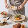 image:imageEfar 8Piece Plates and Bowls Sets  Stoneware Dinnerware Sets with Pasta Bowls for 2  Microwave amp Dishwasher Safe Kitchen Modern Dish Set Speckled GreenBright Khaki