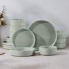 image:imageEfar 8Piece Plates and Bowls Sets  Stoneware Dinnerware Sets with Pasta Bowls for 2  Microwave amp Dishwasher Safe Kitchen Modern Dish Set Speckled GreenMist Green
