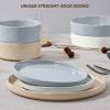 image:imageEfar 8Piece Plates and Bowls Sets  Stoneware Dinnerware Sets with Pasta Bowls for 2  Microwave amp Dishwasher Safe Kitchen Modern Dish Set Speckled GreenMulticolor
