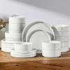 image:imageEfar 8Piece Plates and Bowls Sets  Stoneware Dinnerware Sets with Pasta Bowls for 2  Microwave amp Dishwasher Safe Kitchen Modern Dish Set Speckled GreenStone White