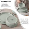 image:imageEfar 8Piece Plates and Bowls Sets  Stoneware Dinnerware Sets with Pasta Bowls for 2  Microwave amp Dishwasher Safe Kitchen Modern Dish Set Speckled GreenMist Green
