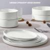 image:imageEfar 8Piece Plates and Bowls Sets  Stoneware Dinnerware Sets with Pasta Bowls for 2  Microwave amp Dishwasher Safe Kitchen Modern Dish Set Speckled GreenStone White