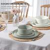 image:imageEfar 8Piece Plates and Bowls Sets  Stoneware Dinnerware Sets with Pasta Bowls for 2  Microwave amp Dishwasher Safe Kitchen Modern Dish Set Speckled GreenMulticolor