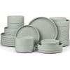 image:imageEfar 8Piece Plates and Bowls Sets  Stoneware Dinnerware Sets with Pasta Bowls for 2  Microwave amp Dishwasher Safe Kitchen Modern Dish Set Speckled GreenMist Green