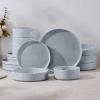 image:imageEfar 8Piece Plates and Bowls Sets  Stoneware Dinnerware Sets with Pasta Bowls for 2  Microwave amp Dishwasher Safe Kitchen Modern Dish Set Speckled GreenHaze Gray