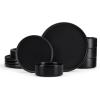 image:imageEfar 8Piece Plates and Bowls Sets  Stoneware Dinnerware Sets with Pasta Bowls for 2  Microwave amp Dishwasher Safe Kitchen Modern Dish Set Speckled GreenMatte Black