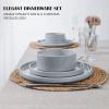 image:imageEfar 8Piece Plates and Bowls Sets  Stoneware Dinnerware Sets with Pasta Bowls for 2  Microwave amp Dishwasher Safe Kitchen Modern Dish Set Speckled GreenHaze Gray