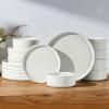 image:imageEfar 8Piece Plates and Bowls Sets  Stoneware Dinnerware Sets with Pasta Bowls for 2  Microwave amp Dishwasher Safe Kitchen Modern Dish Set Speckled GreenStone White