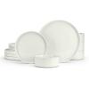 image:imageEfar 8Piece Plates and Bowls Sets  Stoneware Dinnerware Sets with Pasta Bowls for 2  Microwave amp Dishwasher Safe Kitchen Modern Dish Set Speckled GreenStone White