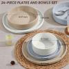 image:imageEfar 8Piece Plates and Bowls Sets  Stoneware Dinnerware Sets with Pasta Bowls for 2  Microwave amp Dishwasher Safe Kitchen Modern Dish Set Speckled GreenMulticolor