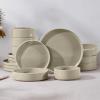 image:imageEfar 8Piece Plates and Bowls Sets  Stoneware Dinnerware Sets with Pasta Bowls for 2  Microwave amp Dishwasher Safe Kitchen Modern Dish Set Speckled GreenDeep Khaki